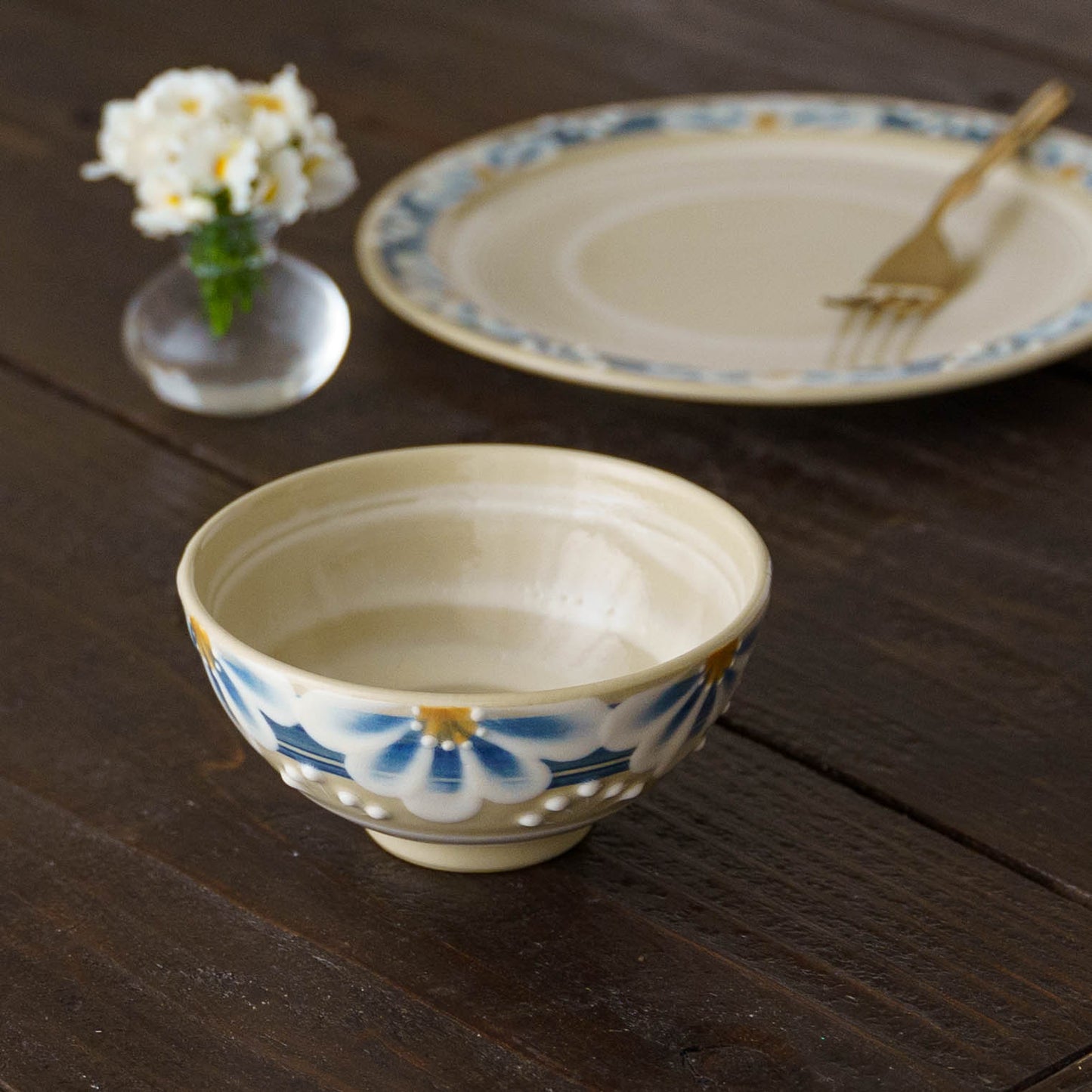 指描更紗　青　飯碗｜アダチノポタリ