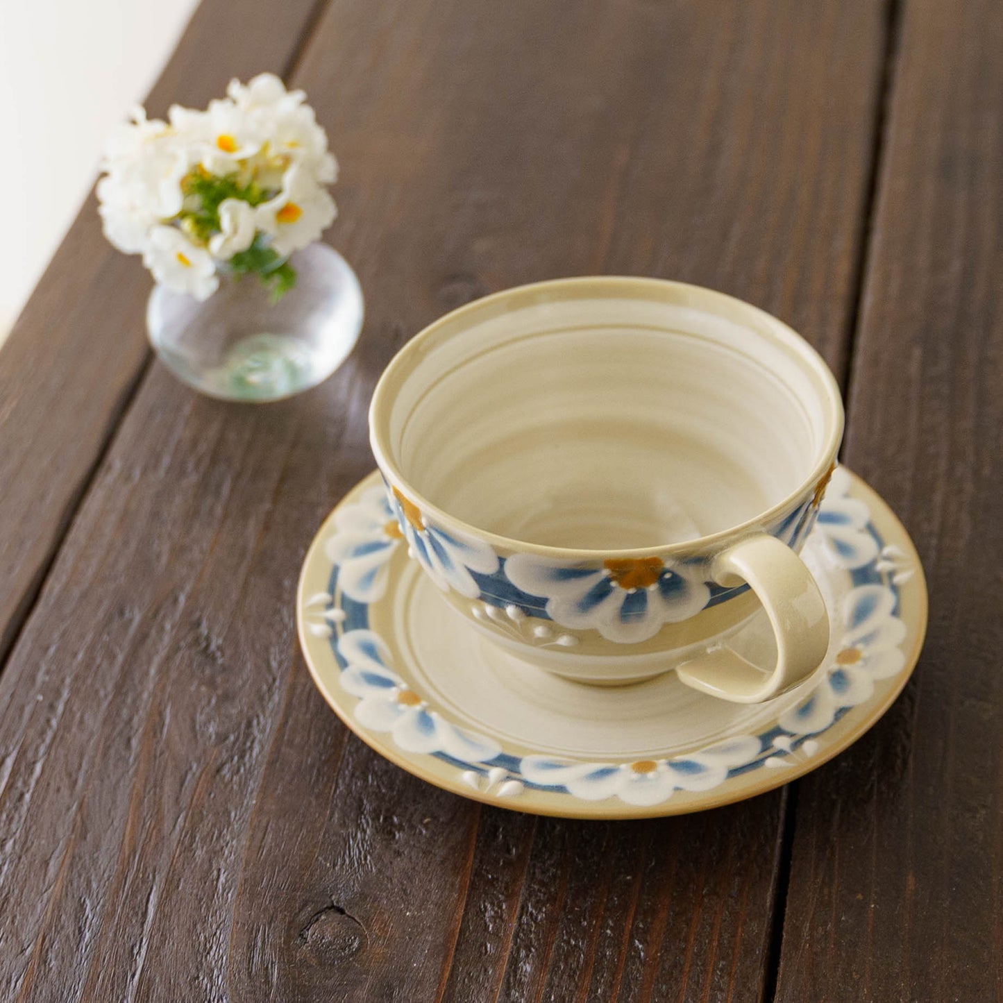 指描更紗　青　マグカップ｜アダチノポタリ