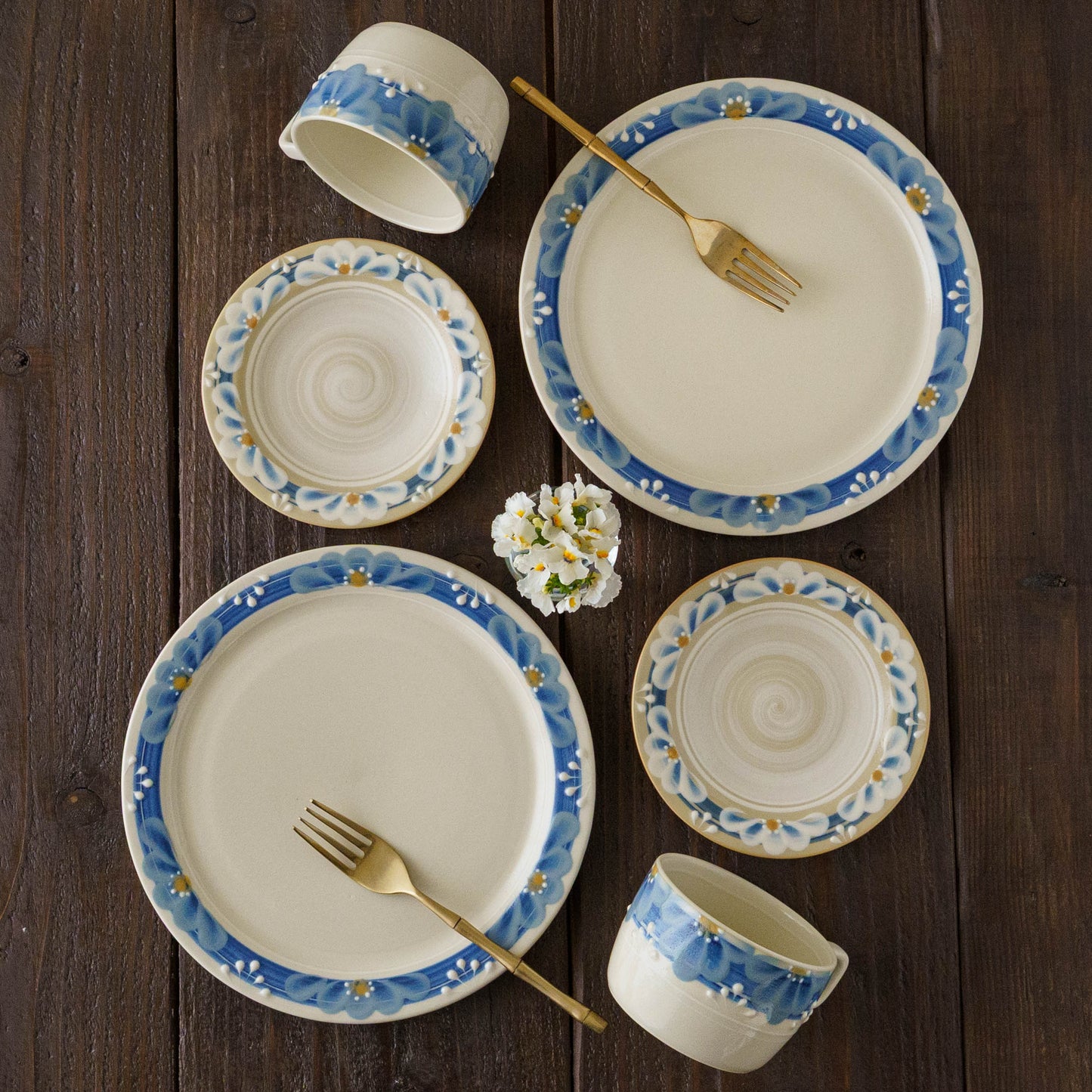 指描更紗　藍　角マグカップ｜アダチノポタリ