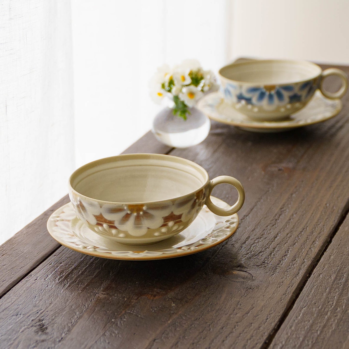 指描更紗　茶　ラテカップ｜アダチノポタリ