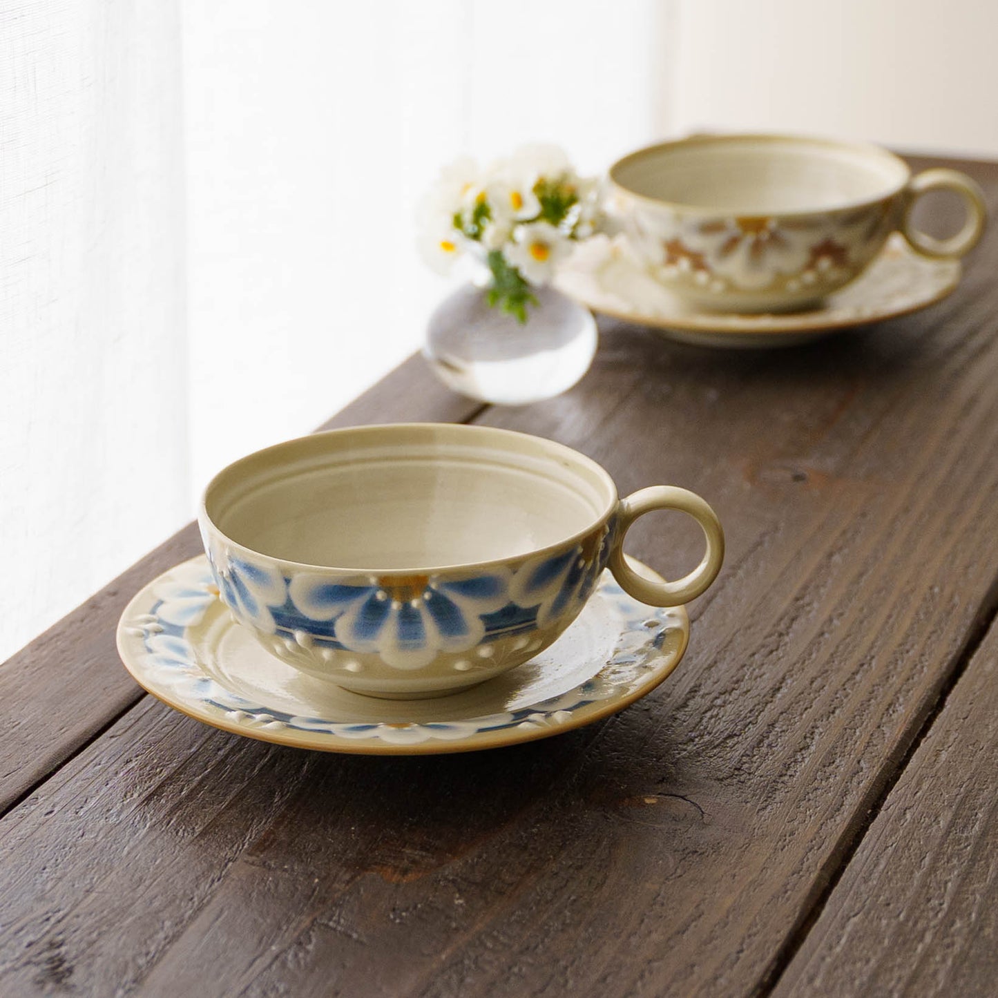 指描更紗　青　ラテカップ｜アダチノポタリ