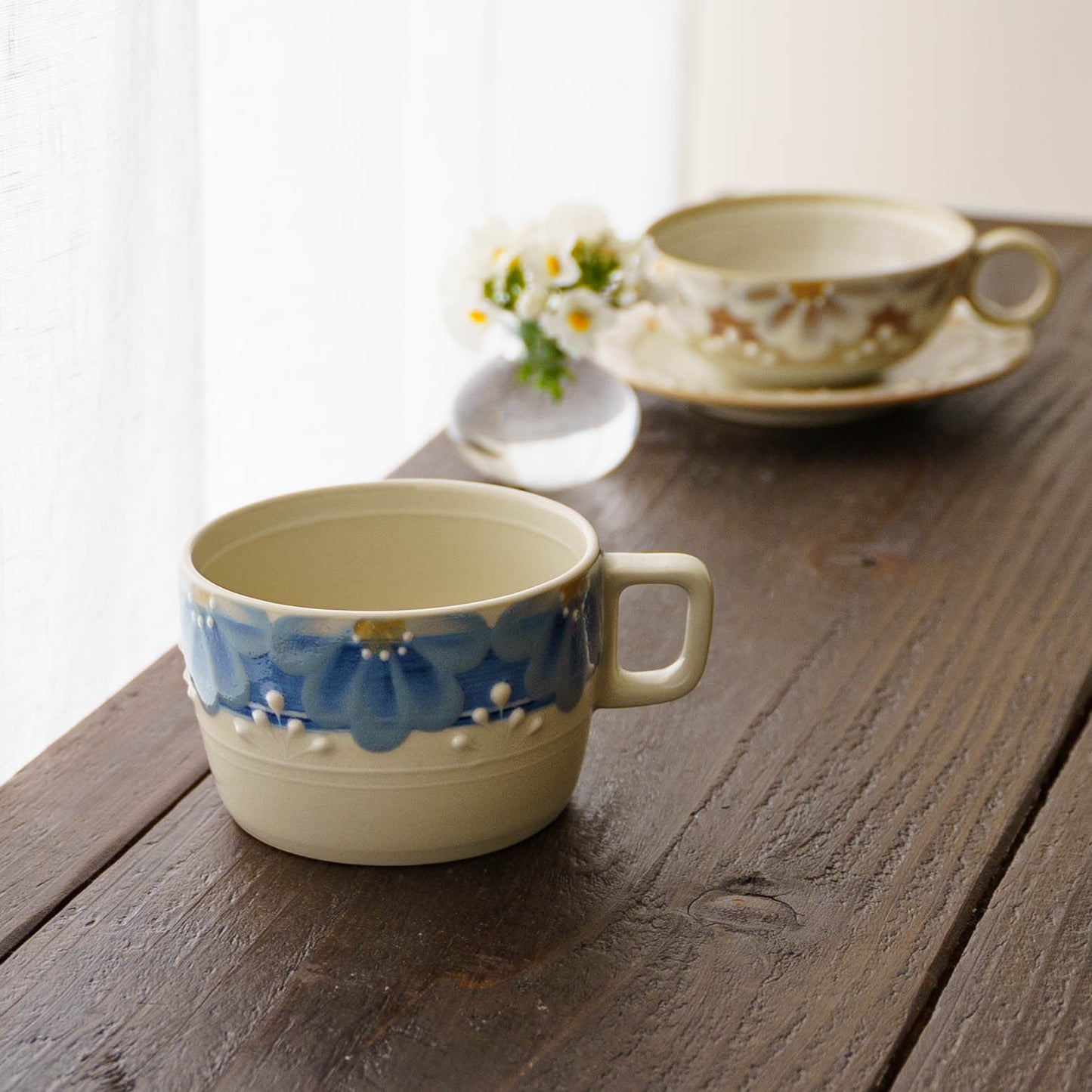 指描更紗　藍　角マグカップ｜アダチノポタリ