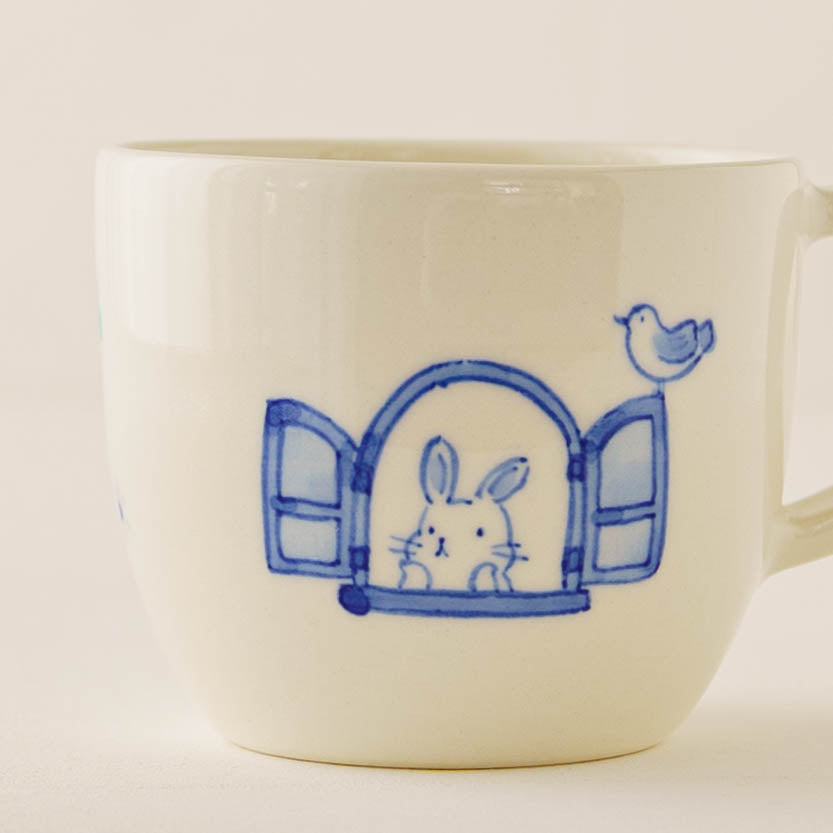 マグカップ　花とうさぎ｜喜多代京子