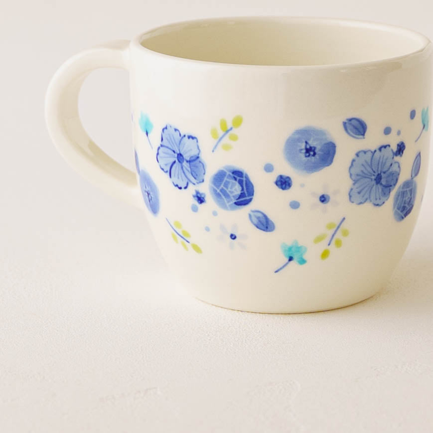 マグカップ　花とうさぎ｜喜多代京子