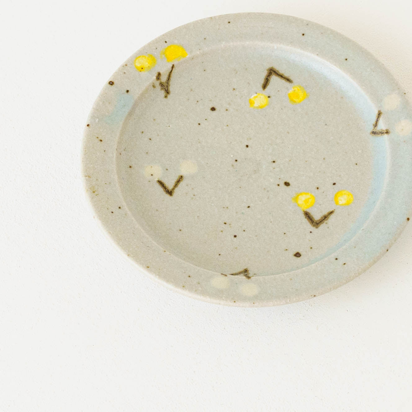 15cm rim plate cherry light blue (yellow x white) | Harada Haruko