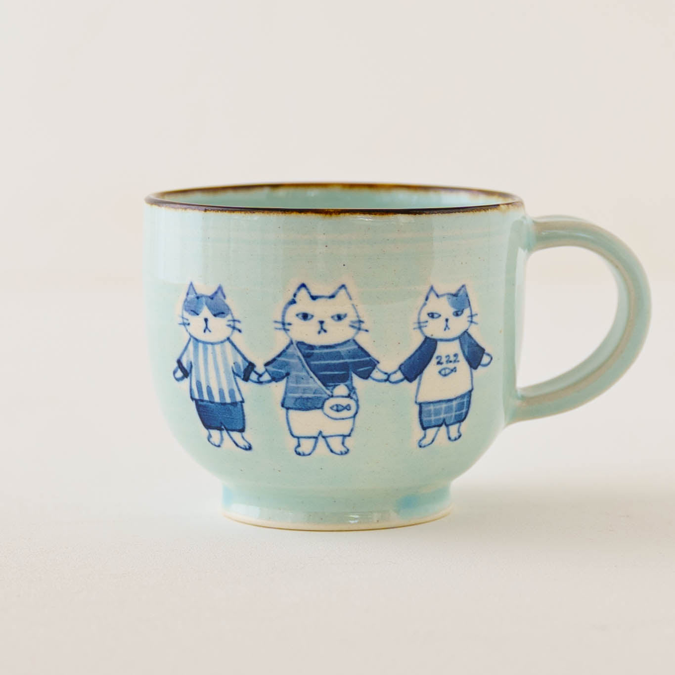 マグカップ　水色　ねこーず｜喜多代京子