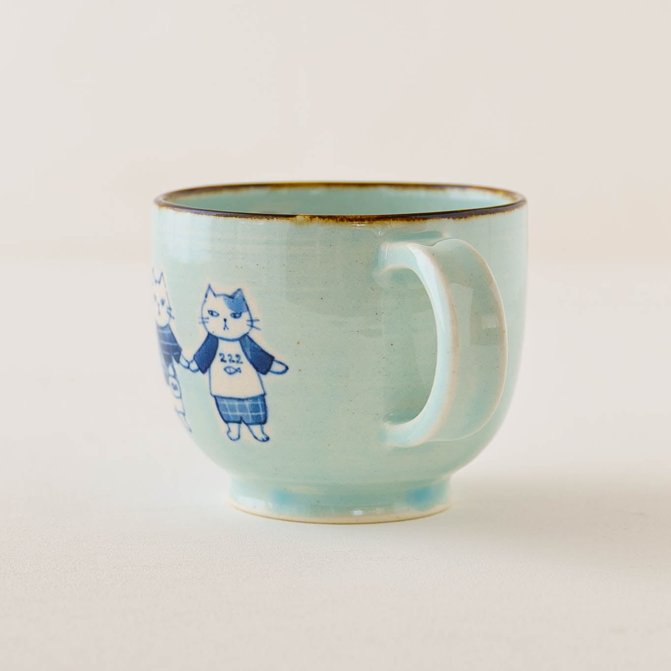 マグカップ　水色　ねこーず｜喜多代京子