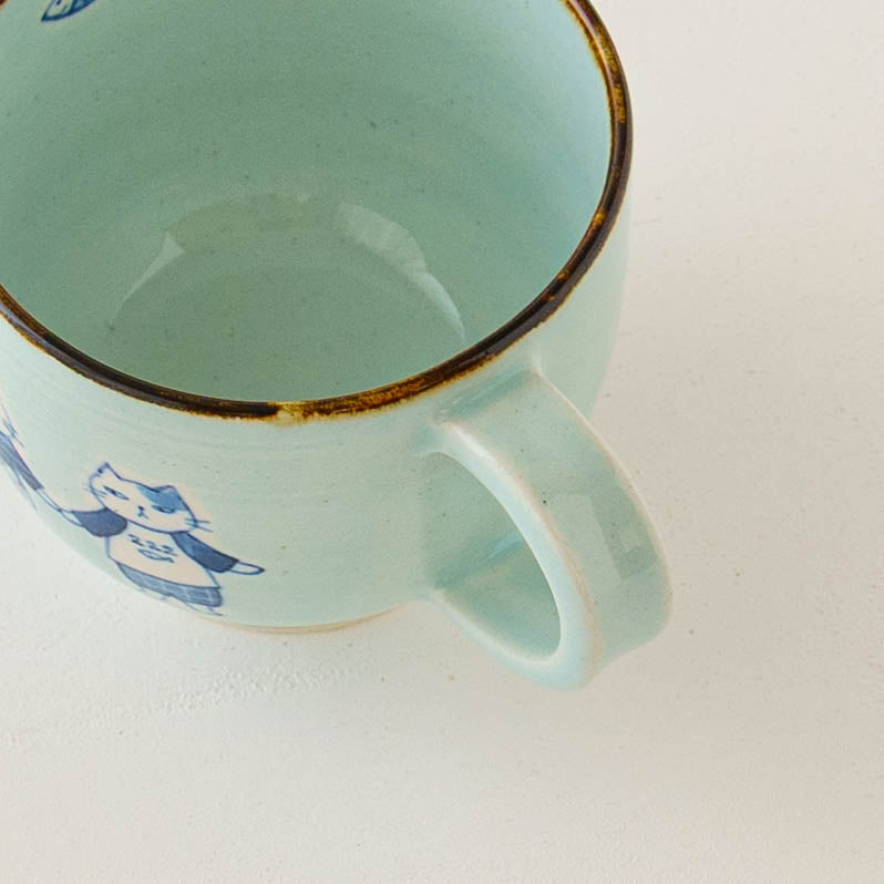 マグカップ　水色　ねこーず｜喜多代京子