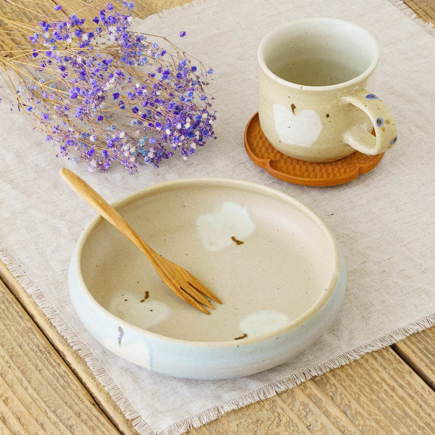 Bowl L apple light brown x light blue | Harada Haruko