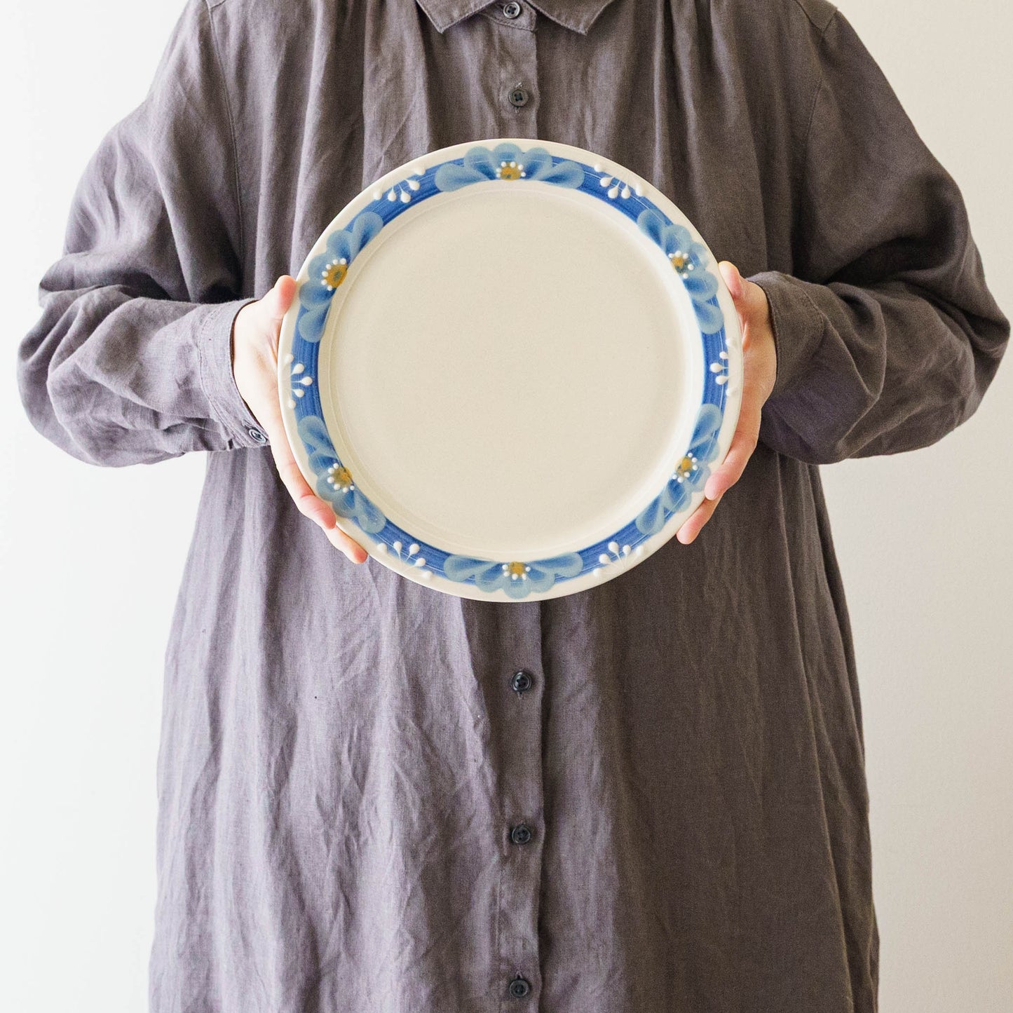 指描更紗　藍　23cmプレート｜アダチノポタリ