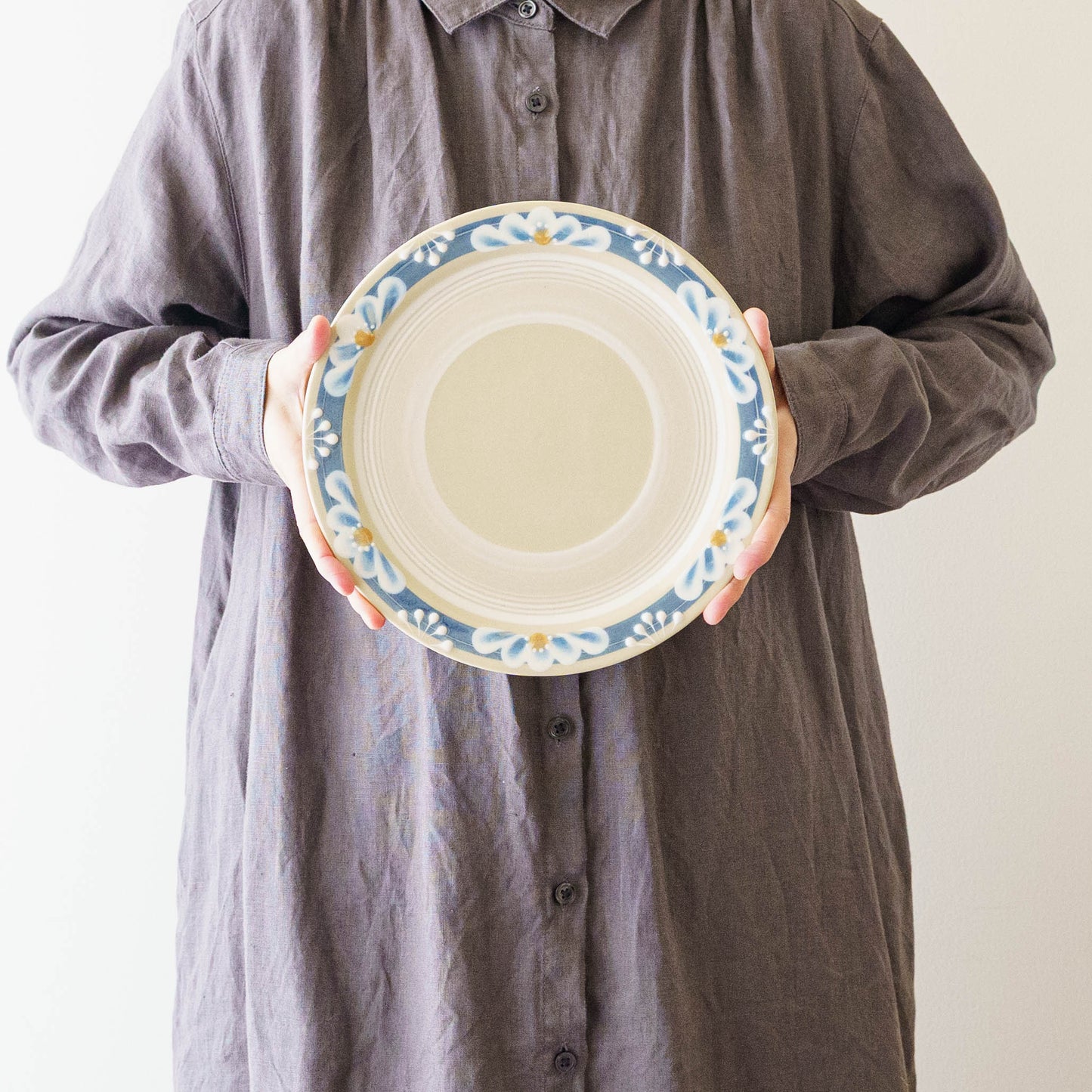 指描更紗　青　23cmプレート｜アダチノポタリ