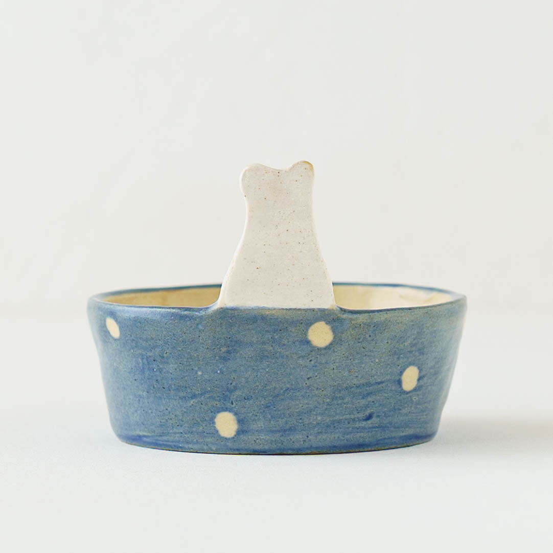 白くま　デザートカップ　青 x 水玉｜石川久美子