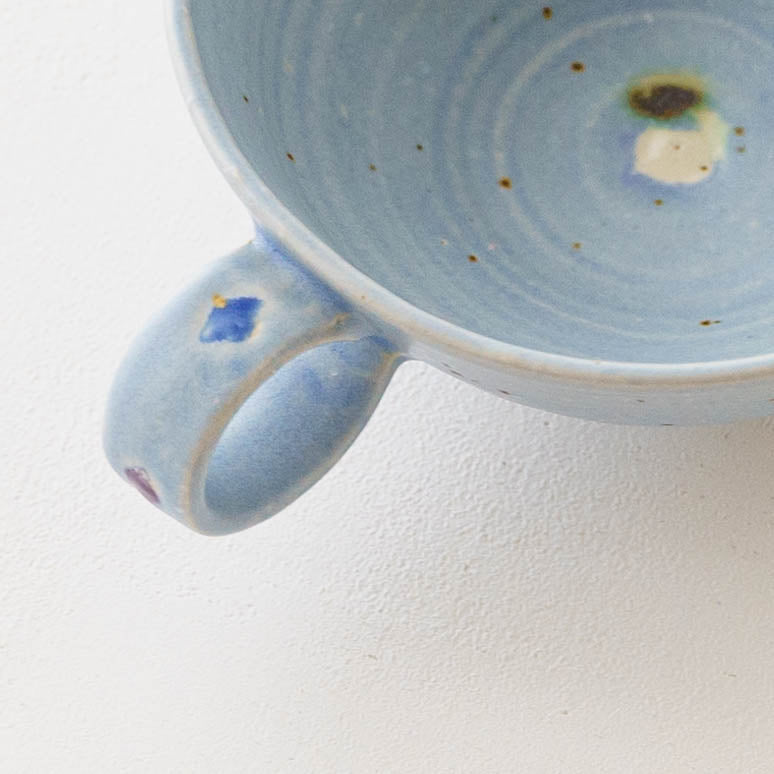 Flower soup mug blue B | Yukiko Nagahama (Yabukarabou)