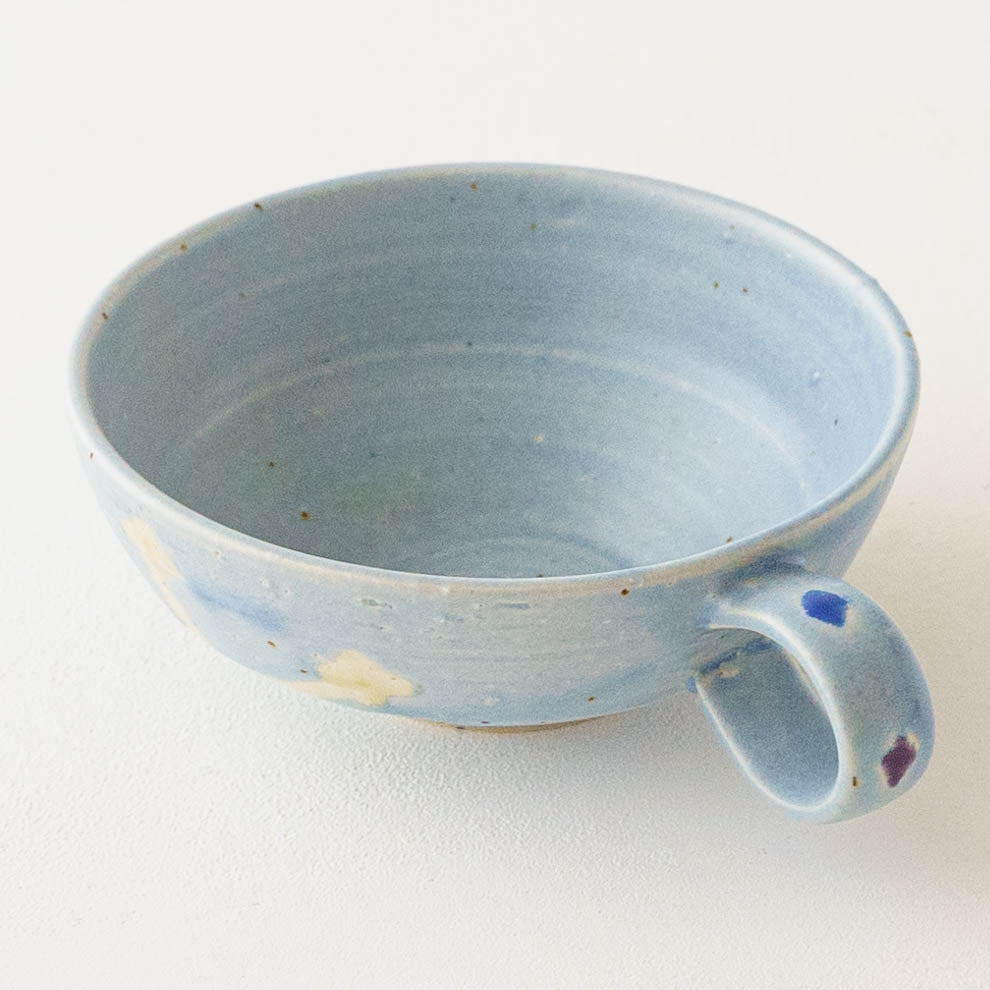 Flower soup mug blue A | Yukiko Nagahama (Yabukarabou)