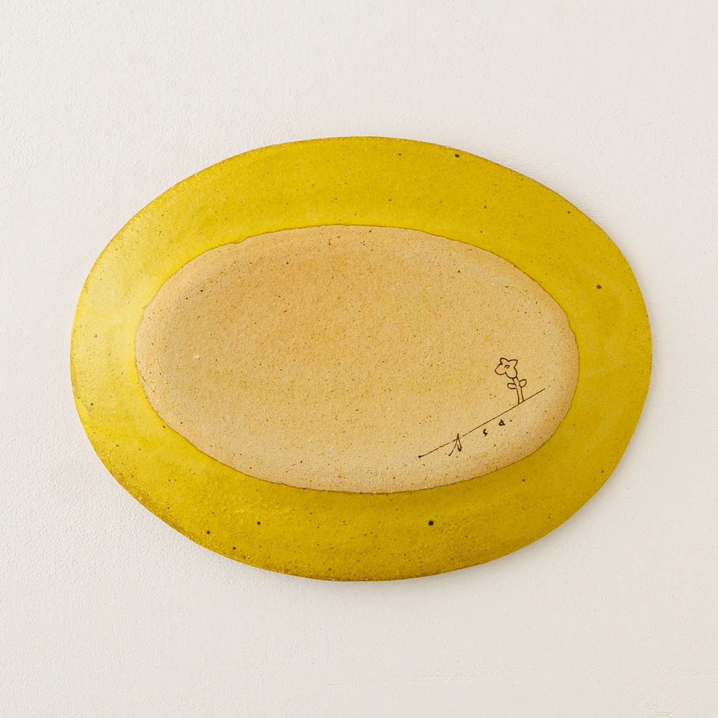 Oval plate yellow flower M | Asako Okamura