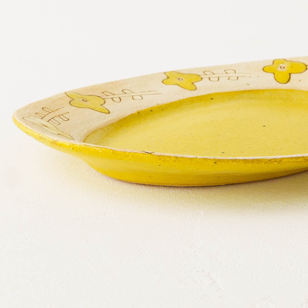 Oval plate yellow flower M | Asako Okamura