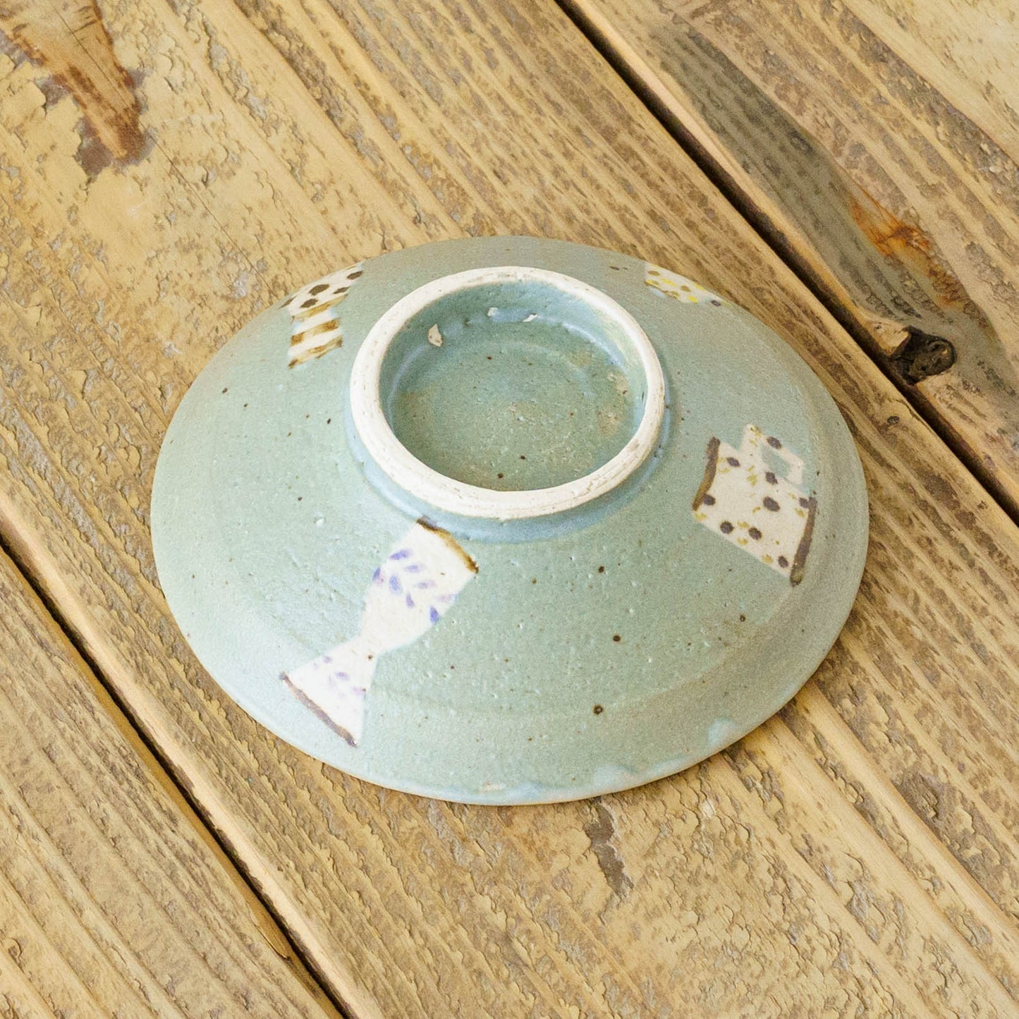 Flat bowl light brown x turquoise blue | Harada Haruko