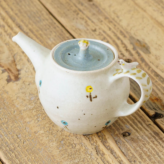 Pot Bird and Flowers white  | Harada Haruko