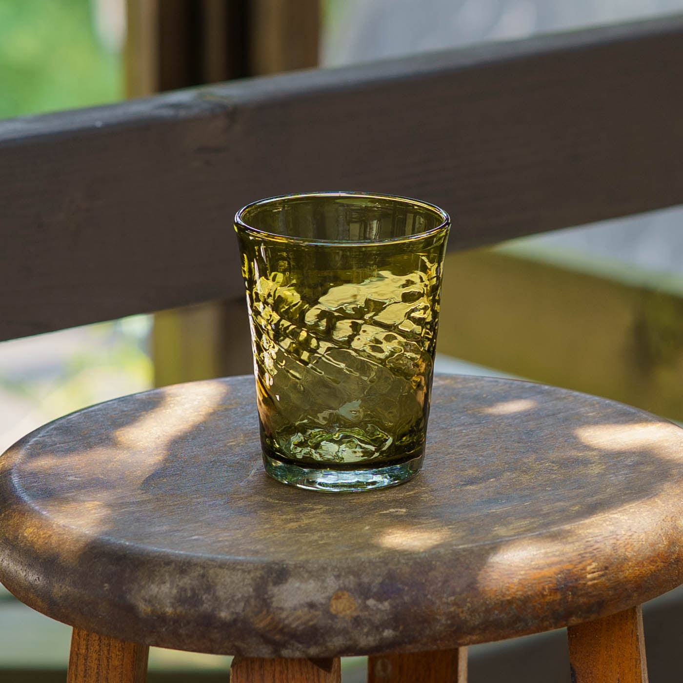ガラス作家 ニジノハ 平岩愛子 ストレートタンブラー 小 オリーブ