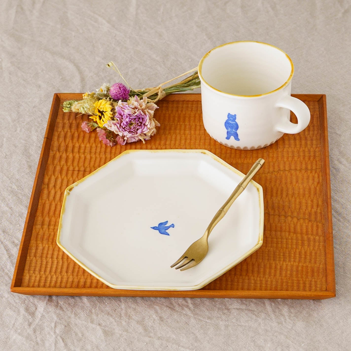 陶芸作家 原村俊之 八角プレート 大 とり｜鎌倉山 窯元、作家ものの
