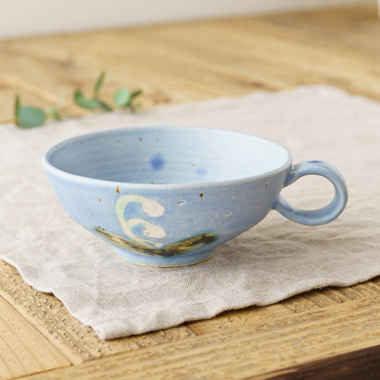 Flower soup mug blue B | Yukiko Nagahama (Yabukarabou)