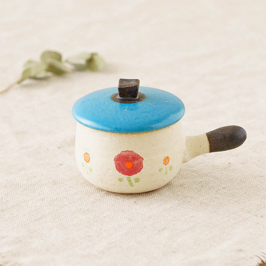 Clay pot chopstick rest flower blue enamel | Naoko Ikemoto