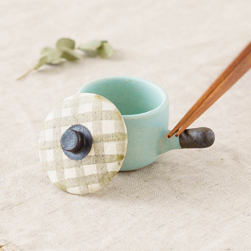 Clay pot chopstick rest check  | Naoko Ikemoto