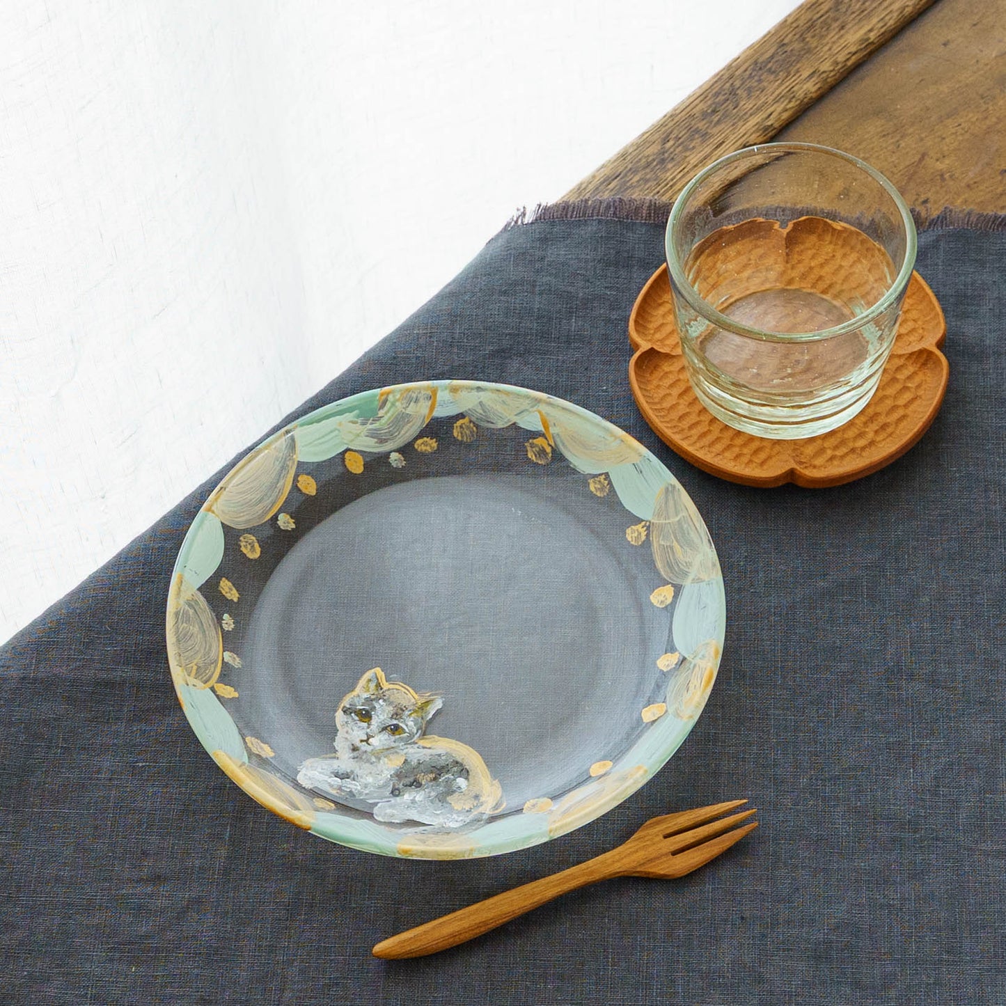 絵付けガラス皿　F｜クロミヤアイ