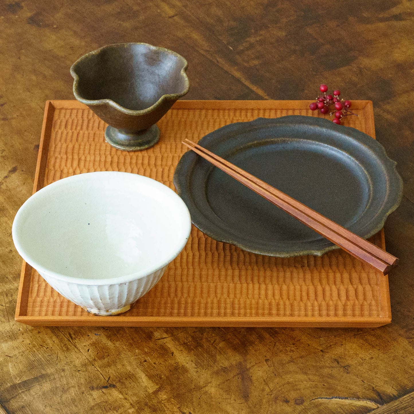 鉄散　線彫めし碗　大｜古谷製陶所