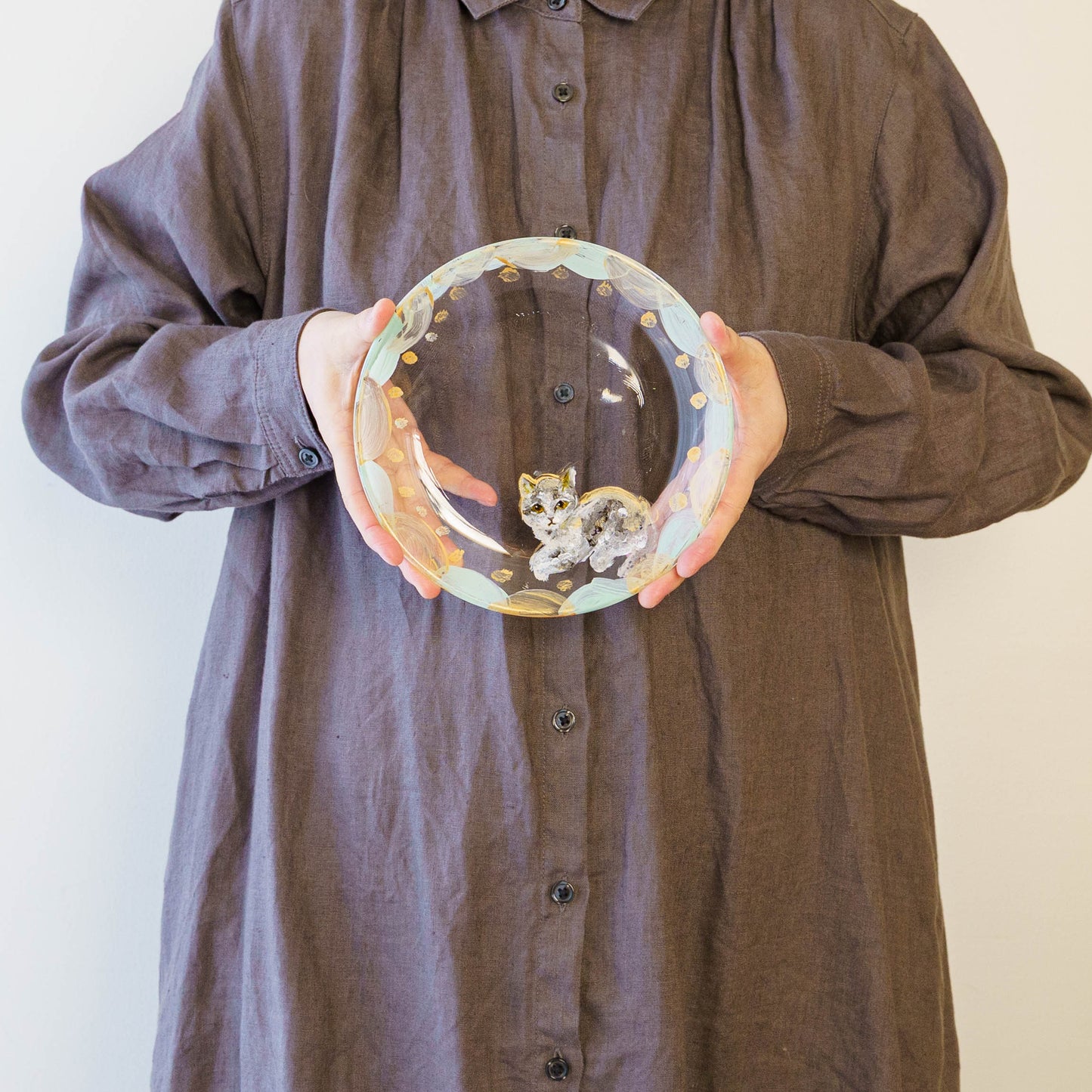 絵付けガラス皿　F｜クロミヤアイ