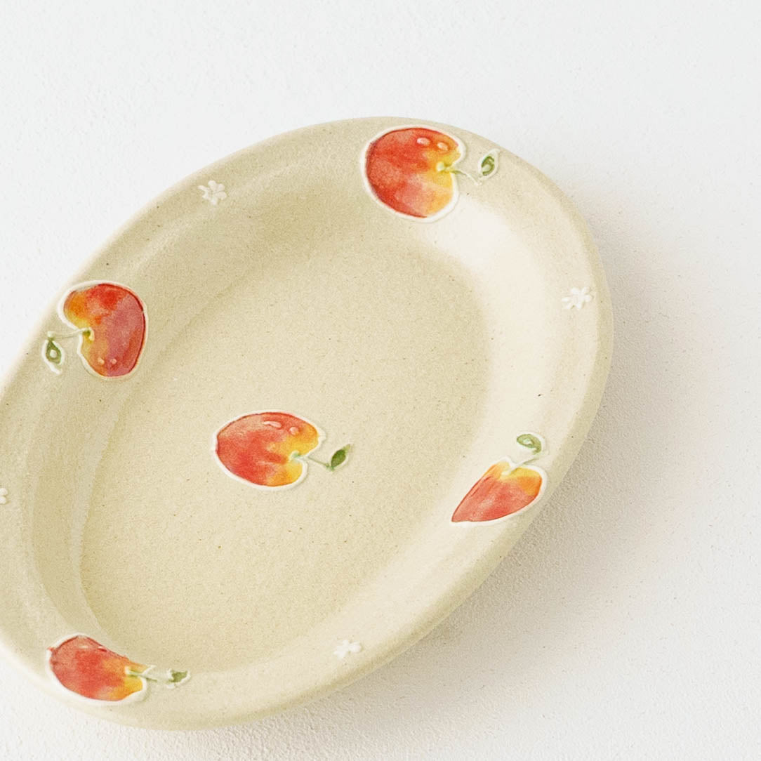 陶芸作家 中村佳菜子 リムあり オーバルSD アップル｜窯元、作家ものの