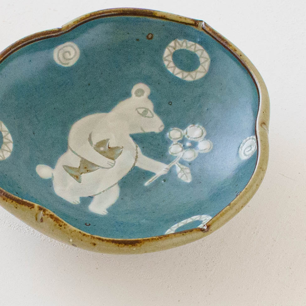 4寸玉縁輪花皿　くま｜皐月窯