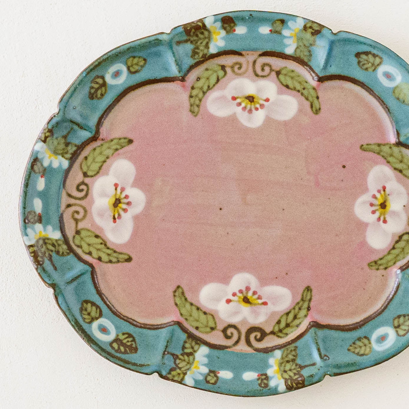 雲形ケーキ皿　ピンク x ブルー｜皐月窯