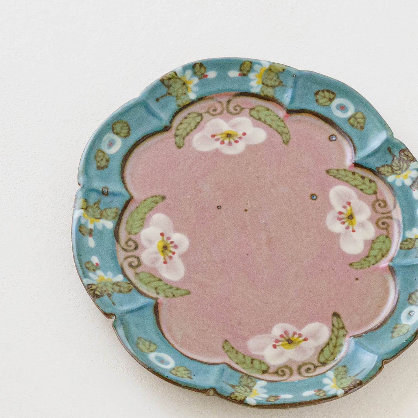 雲形ケーキ皿　ピンク x ブルー｜皐月窯