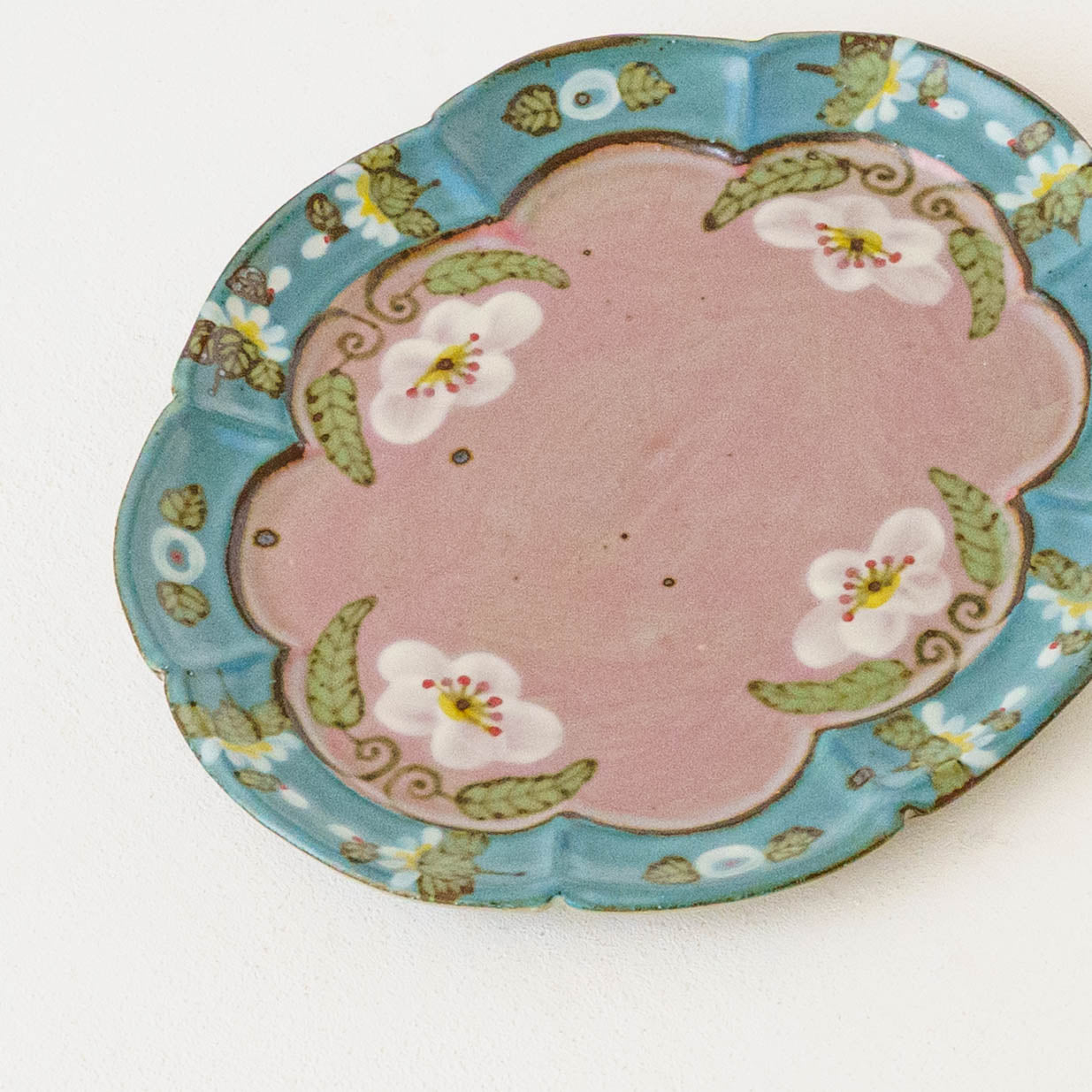 雲形ケーキ皿　ピンク x ブルー｜皐月窯