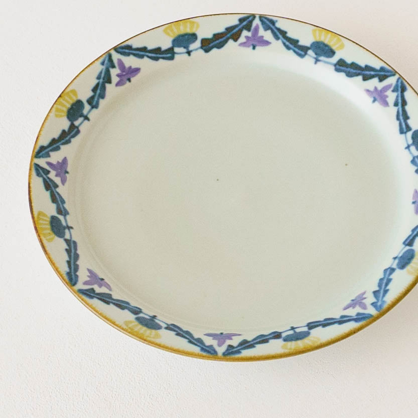 7寸リム皿　タンポポとれんげ｜皐月窯