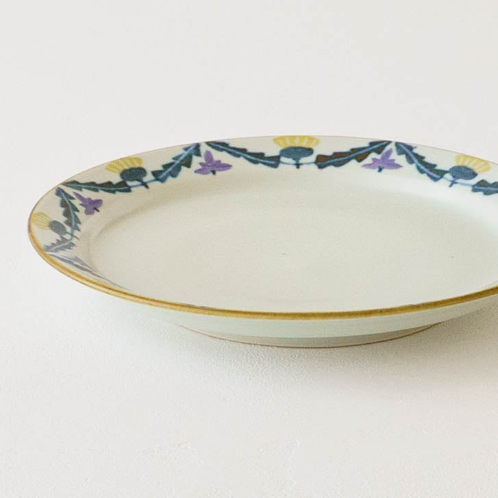 7寸リム皿　タンポポとれんげ｜皐月窯