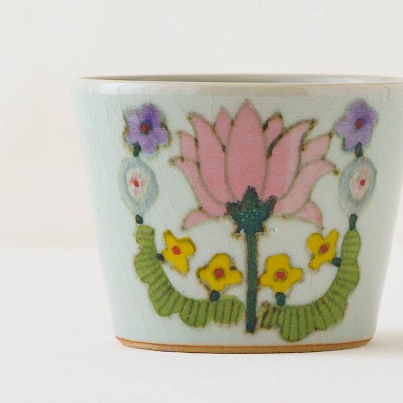 そば猪口　色絵草花｜皐月窯