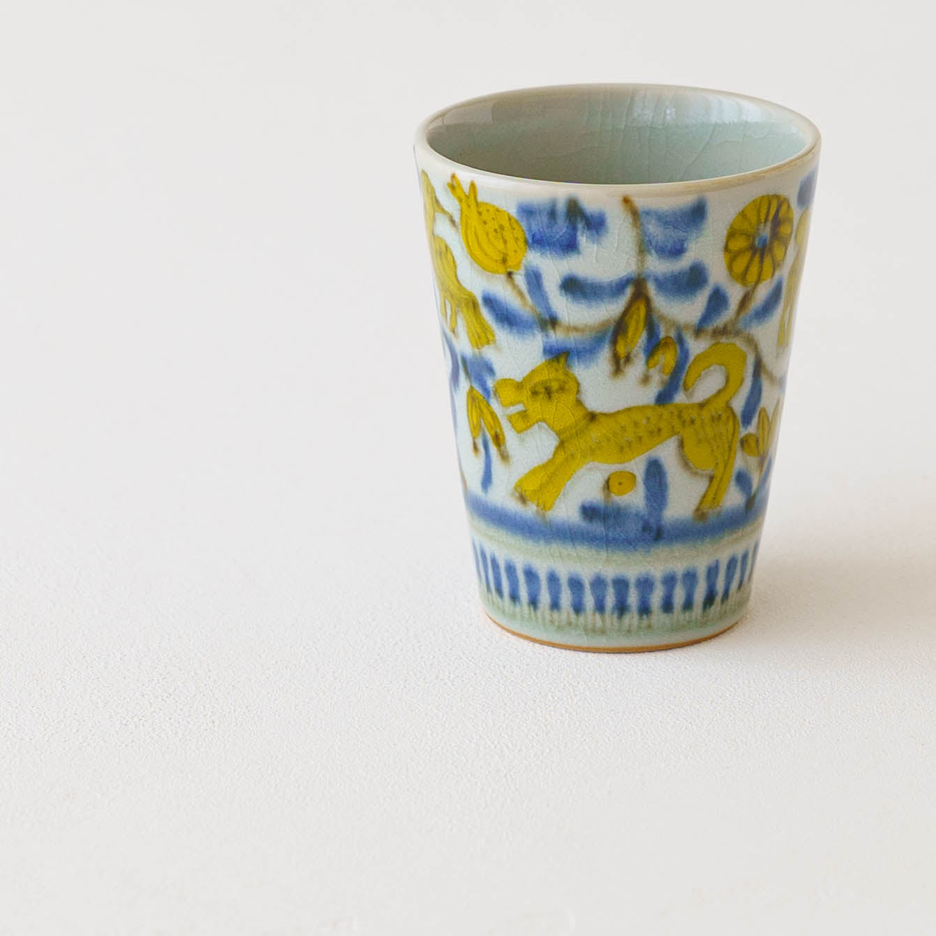 フリーカップ　黄動物｜皐月窯