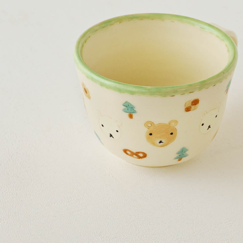 マグカップ　くまとクッキー（透明釉）｜大田亜樹