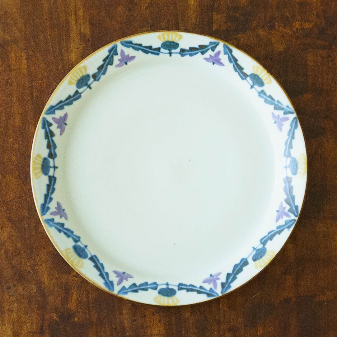 7寸リム皿　タンポポとれんげ｜皐月窯