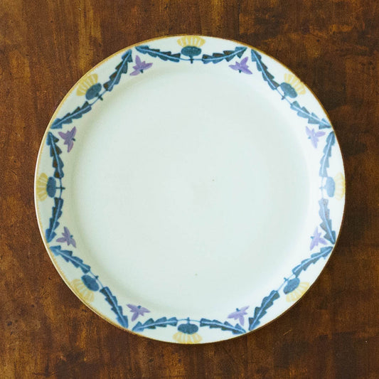 21cm rimmed plate dandelion and lotus | Satsukigama