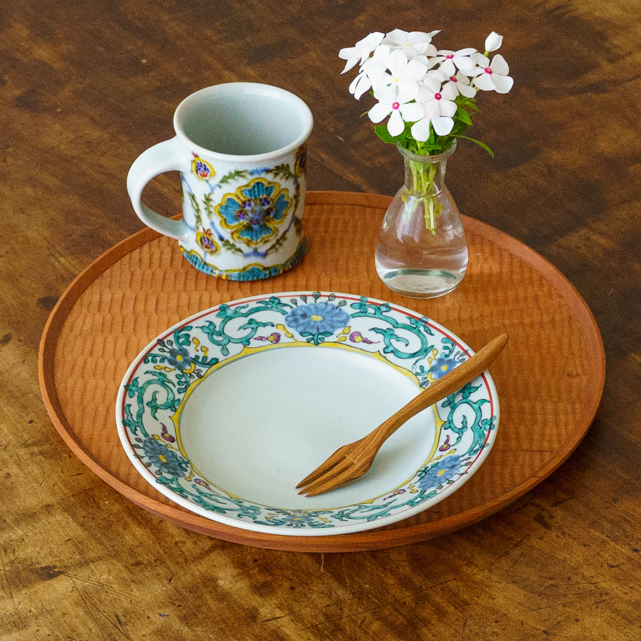 17cm rimmed plate flowers | Satsukigama