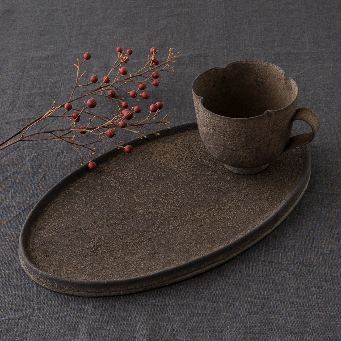 Oval plate L Iron graze｜Sakiko Tomobe