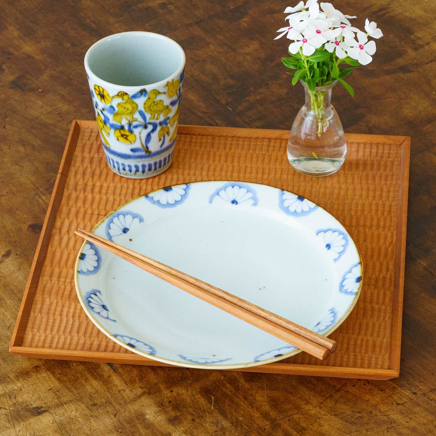 7寸リム皿　菊文｜皐月窯