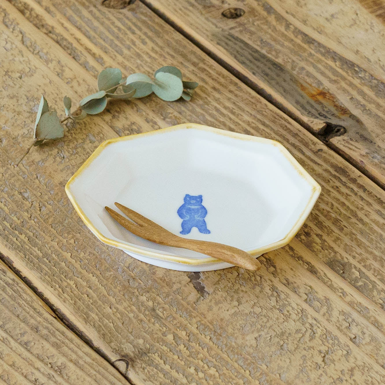 八角小皿　くま｜原村俊之