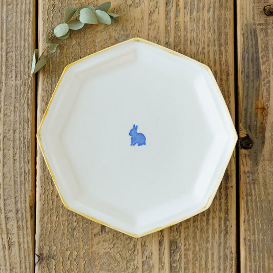 八角プレート　大　うさぎ｜原村俊之