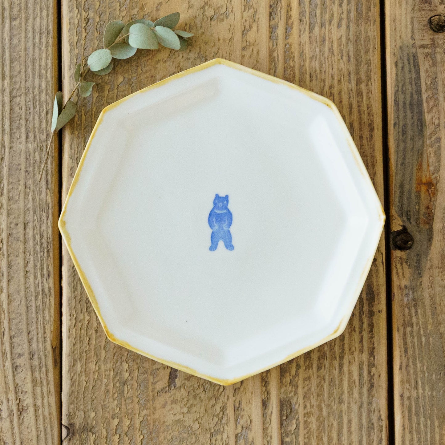 八角プレート　大　くま｜原村俊之