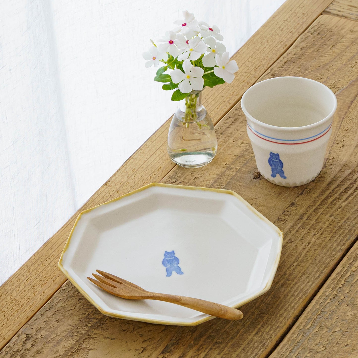 八角プレート　大　くま｜原村俊之