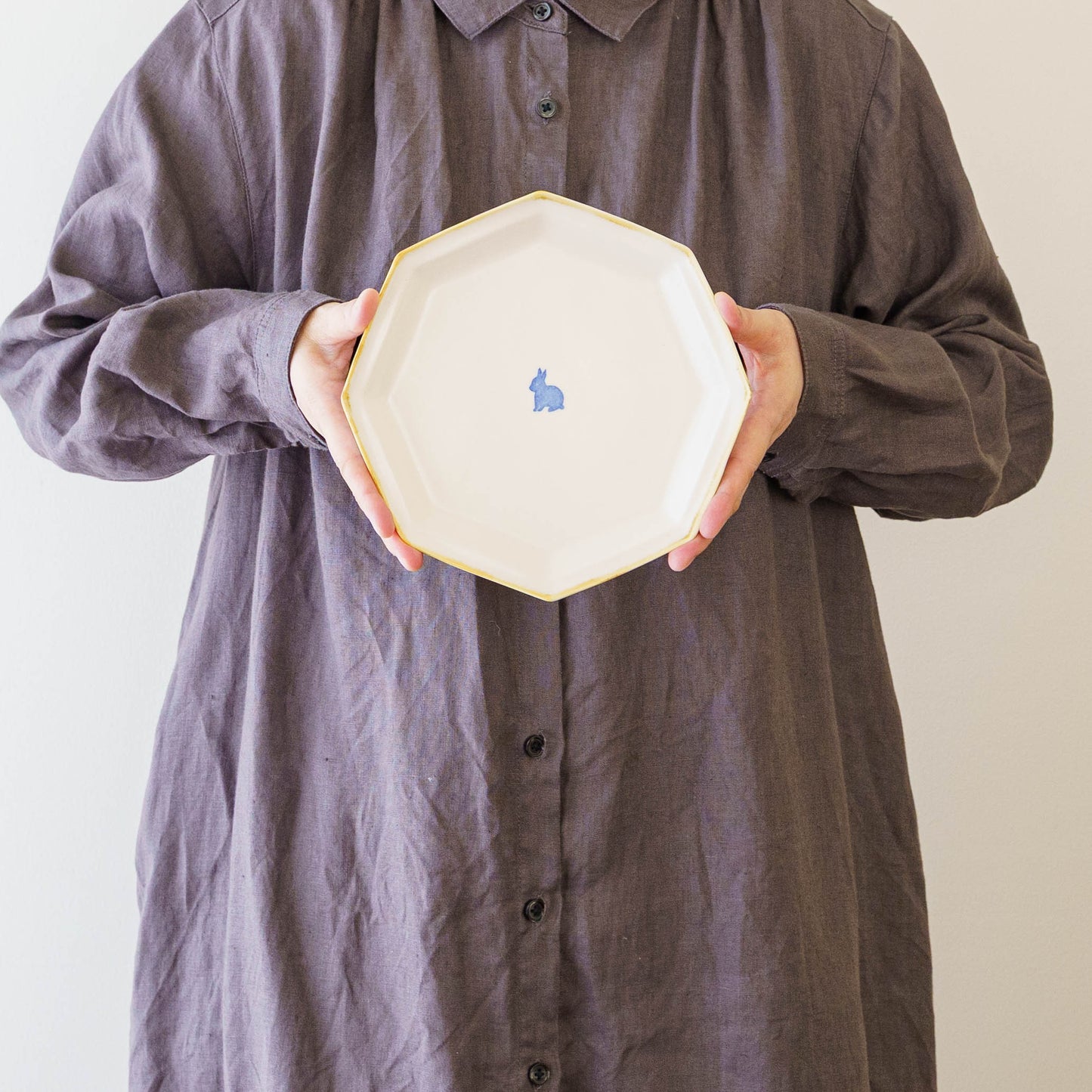 八角プレート　大　うさぎ｜原村俊之